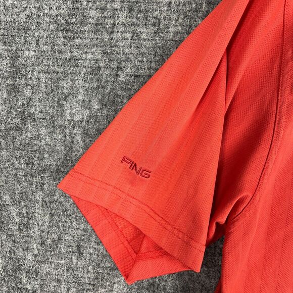PING POLO‎ SHIRT MENS EXTRA LARGE ORANGE GOLFING COLLAR SHORT-SLEEVE PERFORMANCE - Picture 6 of 11